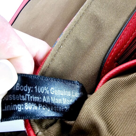 Emma & Sophia Floral Leather Coral Purple Handbag - Picture 10 of 10